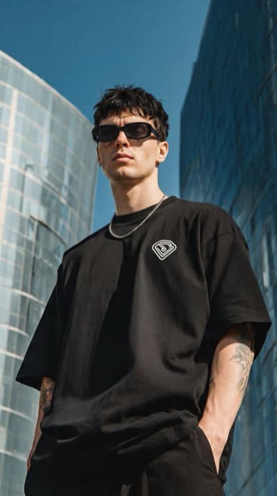 T-Shirt Preta Oversize de Rua