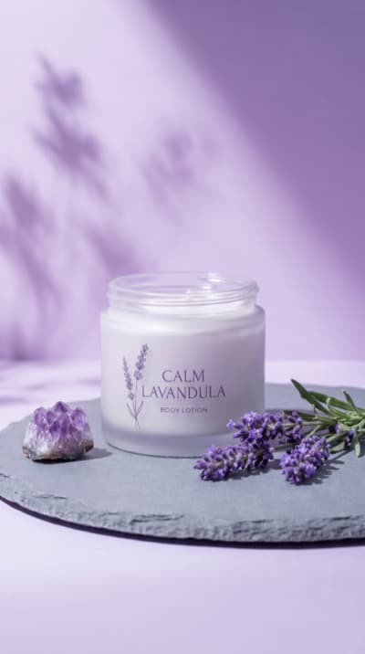 Natureza-Morta de Frasco de Creme de Lavanda