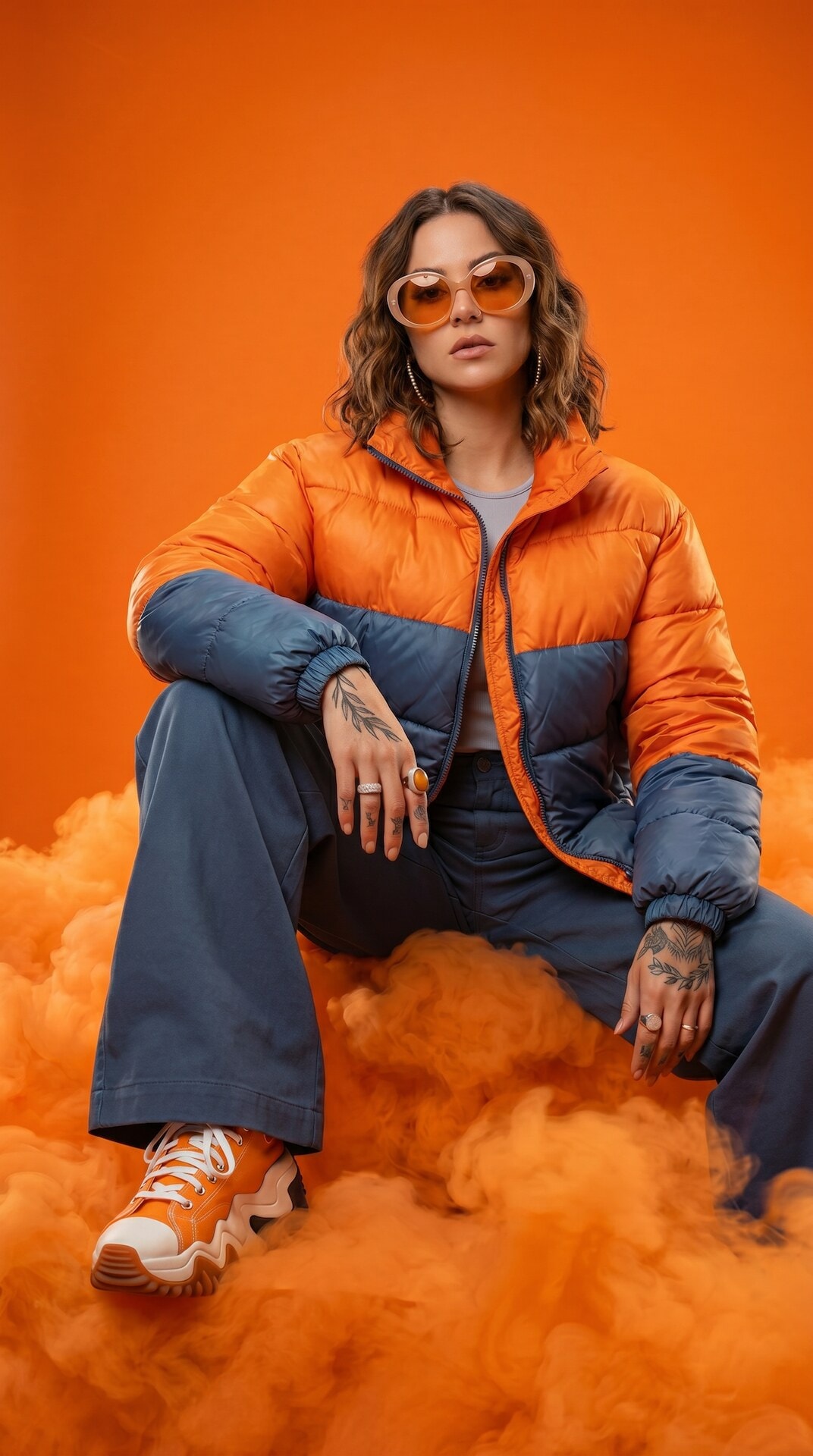 Orange Puffer Studio Clouds