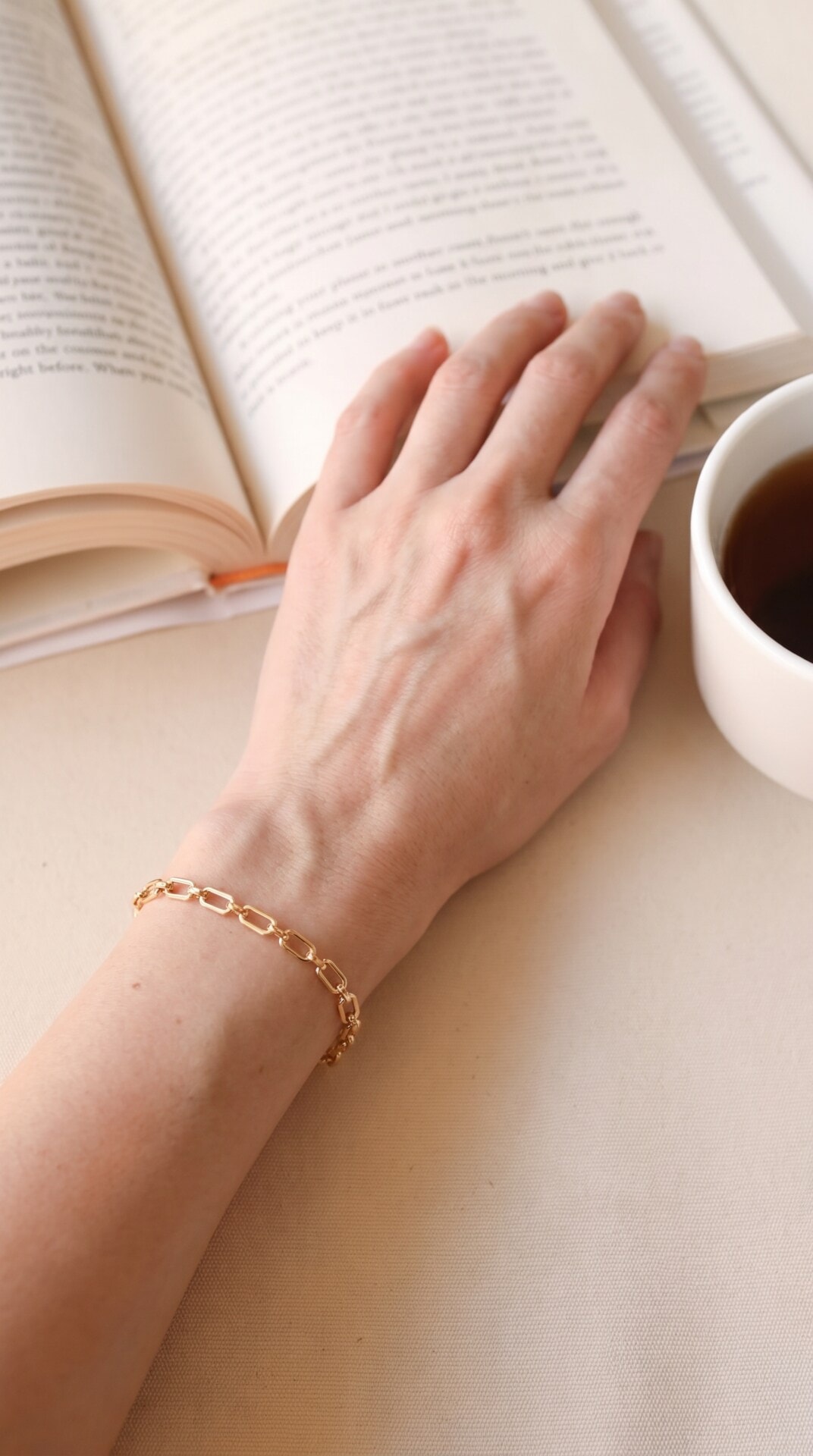 Book Coffee Bracelet Flatlay