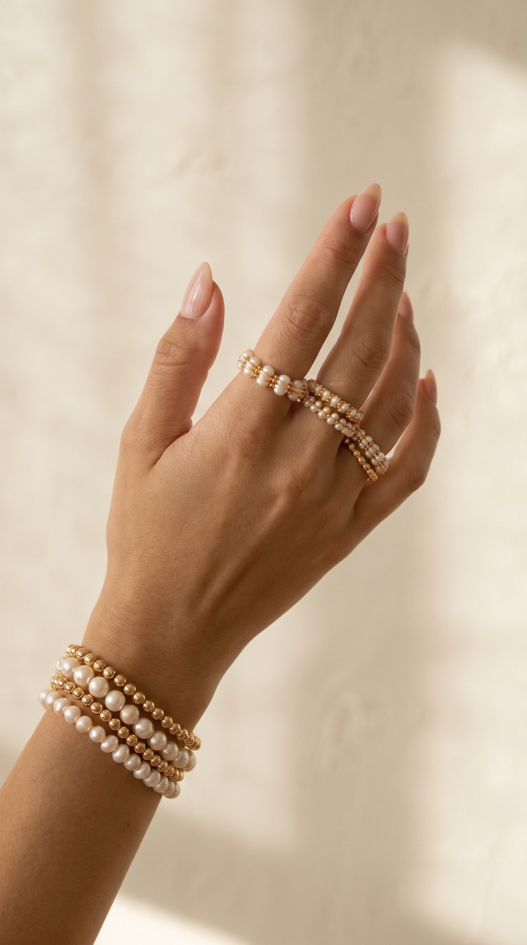 Gold Pearl Bracelet Hand