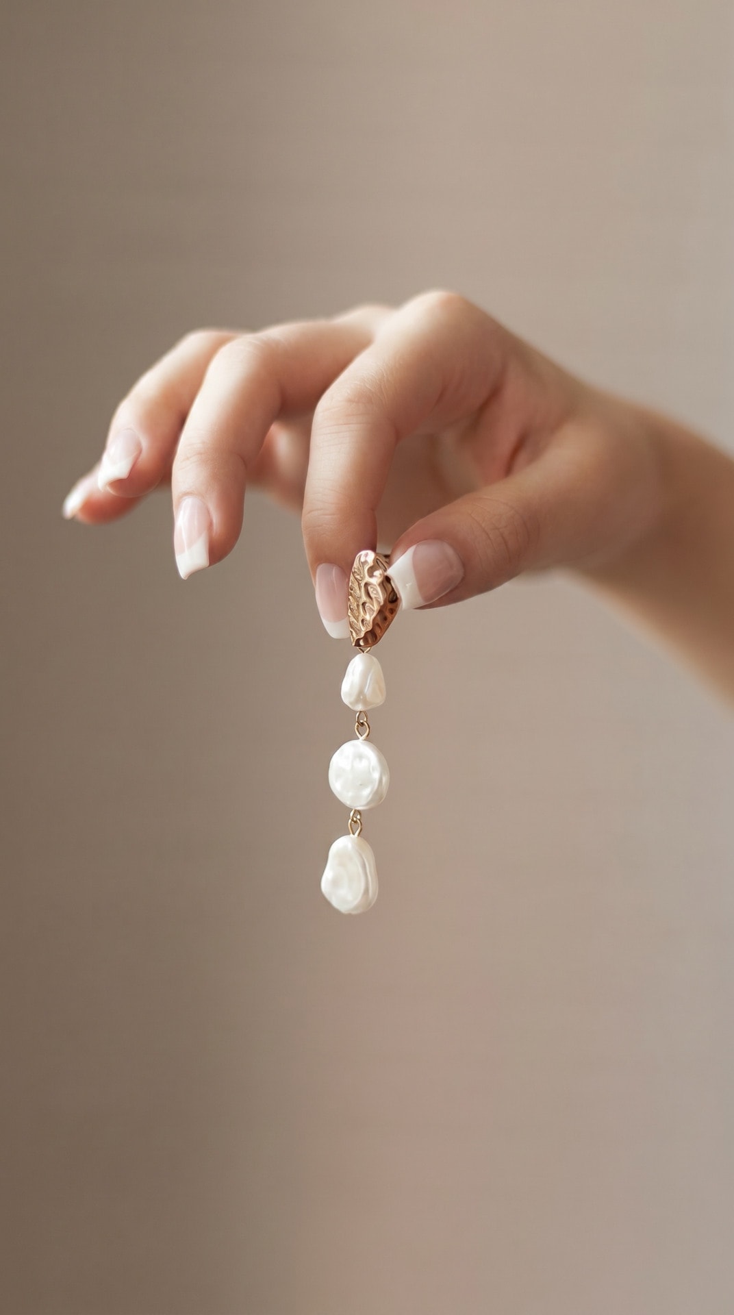 Pearl Earring Hand Closeup