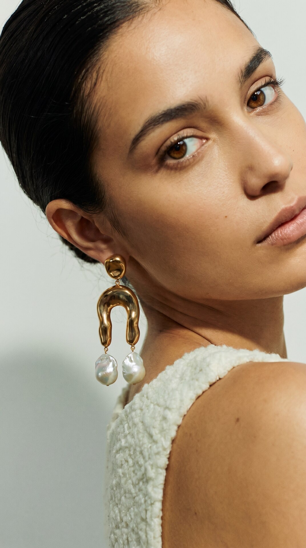 Pearl Hoop Earring Portrait