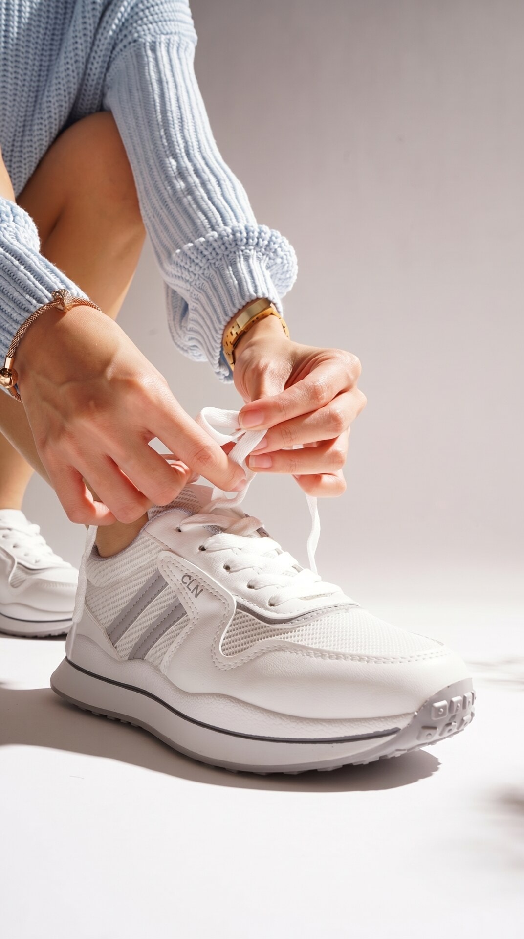 White Sneaker Lace Closeup