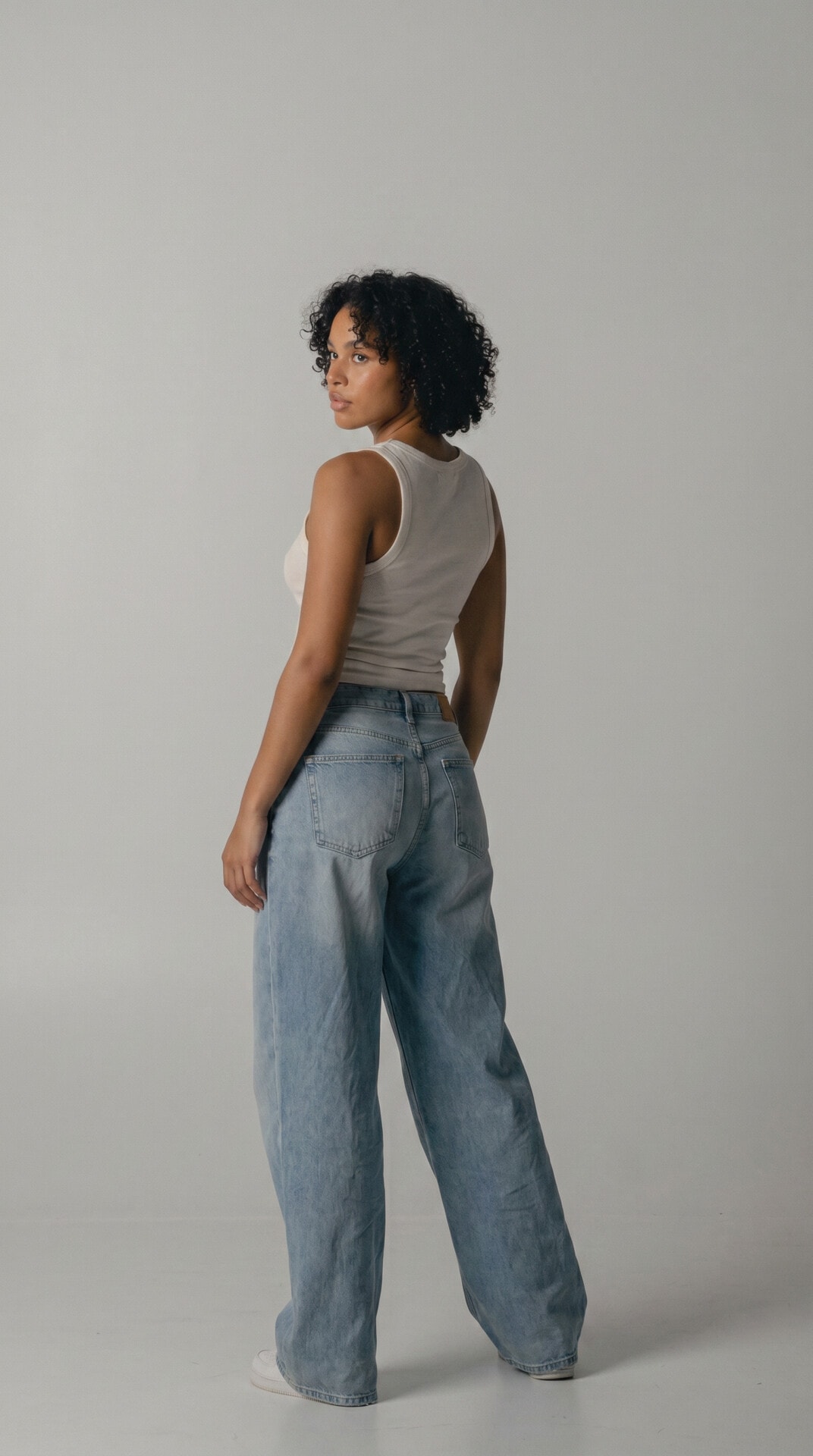 White Tank Denim Back Studio