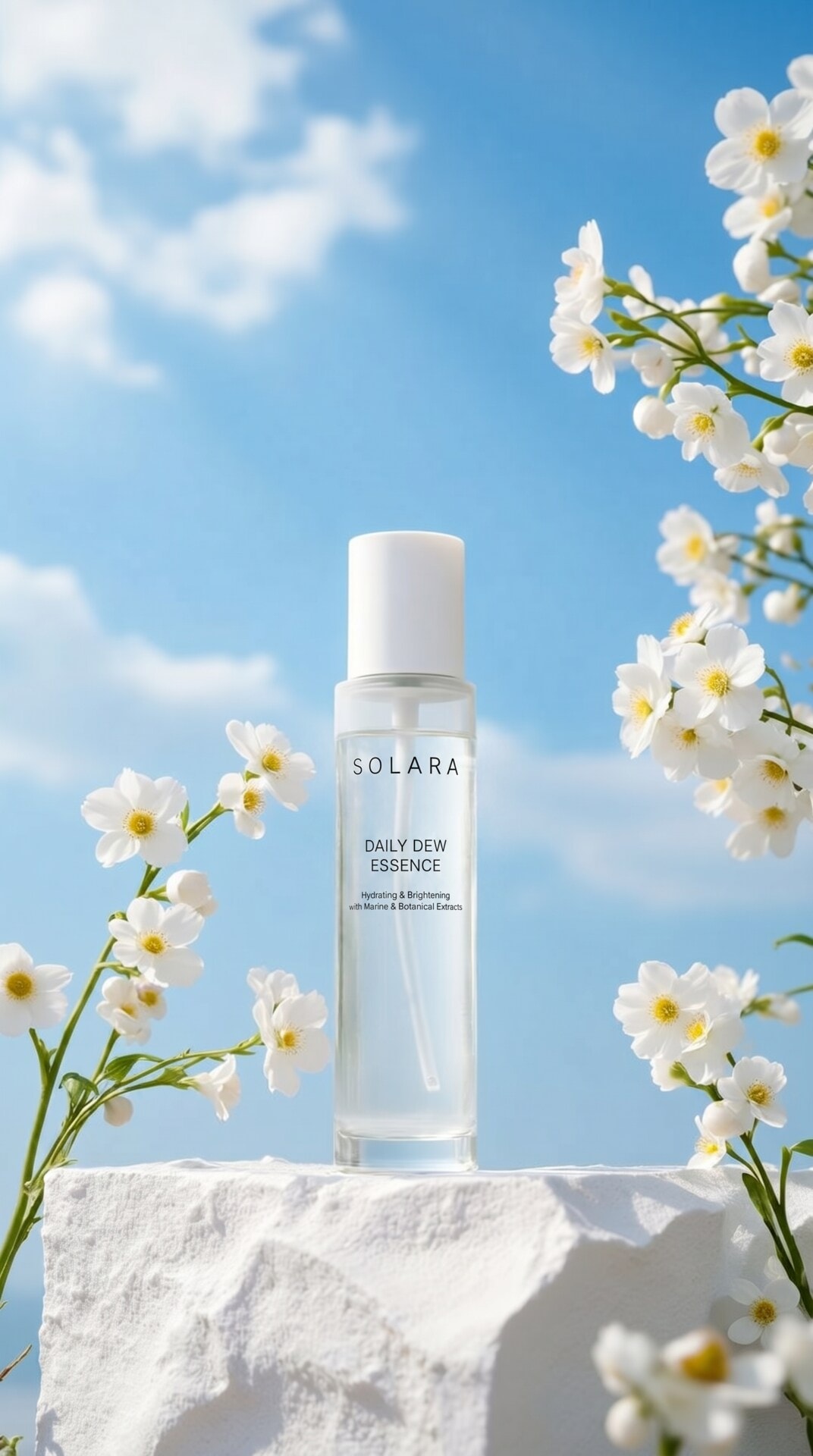 Blue Sky Floral Bottle Still Life
