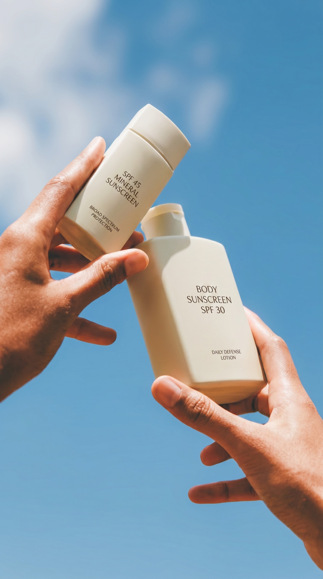 Blue Sky Sunscreen Duo Hands