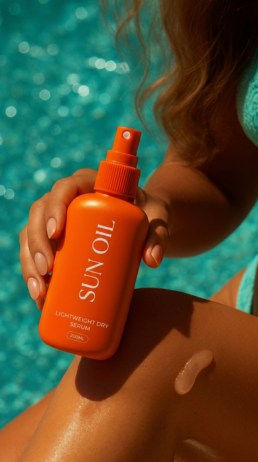 Poolside Sun Oil Closeup